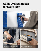 Load image into Gallery viewer, HOTO 25PCS Household Tool Kit with 16V Brushless Drill, 3/8” Keyless Chuck, Smart Display, 50 N·m Torque, 32 Torque Settings, LED Light, Includes Hammer, Wrench, Pliers, 8 x Drill Bits, 10 x Bits