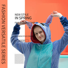 Load image into Gallery viewer, COSUSKET Snug Fit Unisex Adult Onesie Pajamas, Flannel Cosplay Animal One Piece Halloween Costume Sleepwear Homewear Light Blue