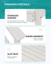 Load image into Gallery viewer, SERWALL 7-Piece Patio Dining Table Sets, Outdoor HDPE Dining Furniture Set with Umbrella Hole Cut-Out Table and 6 Chairs, White