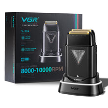 Load image into Gallery viewer, VGR 334 Foil Shaver for Men, Professional Electric Razor for Shaving Face & Bald Head, 10000RPM Vector Motor, Double Titanium Foils, LED Display, USB Charging Base, Men's Electric Shavers for Barbers