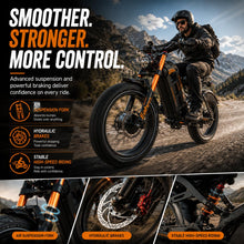 Load image into Gallery viewer, 2026 eAhora Romeo Pro 3 Electric Bike for Adult, Peak 5600W Dual Motor, 50mph, 60V 80Ah Battery, 250 Miles Long Range, 26”*4.0 Fat Tire, Air Suspension, App, Commute, Delivery, All-terrian