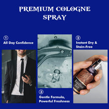 Load image into Gallery viewer, Body Spray for Men, Mens Fragrance Mist, Travel Size Set, 3 Pack, 60 ml / 2.1 fl oz, Crimson Ember, Aqua Reverie, Woodland Noir