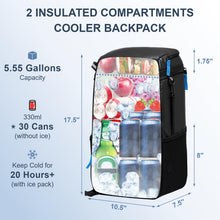 Load image into Gallery viewer, SPARTER Backpack Cooler Insulated Leak Proof 30 Cans, 2 Insulated Compartments Thermal Bag, Portable Lightweight Beach Travel Camping Lunch Backpack for Men and Women
