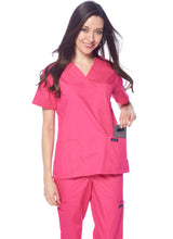 Load image into Gallery viewer, Dagacci Medical Uniform Womens and Mens Scrub Set Unisex Medical Scrub Shirt Top and Pant, Hot Pink, Medium,