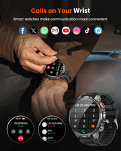 Load image into Gallery viewer, Military Smart Watches for Men, 1.91" Men's Smart Watch with 1000mAh/5 ATM Waterproof/LED Flashlight/110+ Sport Modes/Heart Rate/SpO2/Sleep Monitor, Fitness Tracker Watch for Android & iPhone (Black)