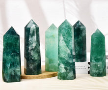 Load image into Gallery viewer, MOGEMT Natural Green Fluorite Obelisk Tower Large Healing Crystal Wand 6 Faceted Point Reiki Chakra Meditation Therapy 1.5-2.0 LBS