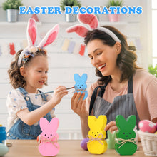 Load image into Gallery viewer, Easter Décor, 4 Pcs Wooden Peep Bunny Decorations for Tiered Tray, Mantel, Farmhouse, Cute Spring Signs for Home, Office, Party Supplies