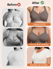 Load image into Gallery viewer, Vertvie Jelly Bras for Women Plus Size Minimizer Soft Wireless Push Up Bra Full Supportive Older Lift Back Coverage Bralette(Grey,42D)