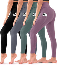 Load image into Gallery viewer, 4 Pack Leggings for Women Butt Lift High Waisted Tummy Control No See-Through Yoga Pants Workout Running Leggings