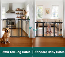 Load image into Gallery viewer, Cumbor 36" Extra Tall Baby Gate for Stairs, 30.4-56.8" Extra Wide Dog Gate Indoor, Dual Lock & Self-Closing Child Gate for Doorways, Hallways & Large Opening, Safety Baby Proofing for the House, Black