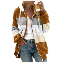 Load image into Gallery viewer, With Amaon On Amaon 2024 Oct 8-9 Oversized Fuzzy Fleece Jackets For Women Fashion 2024 Color Block Faux Fur Cardigan Coat Shaggy Warm Winter Outerwear Coffee X