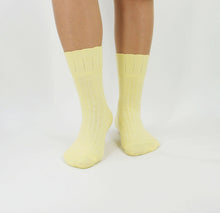 Load image into Gallery viewer, SRYL Womens Super Soft Combed Cotton Socks 3-Pairs,(Multicolor may choose) C317 (3 pairs-Light yellow)