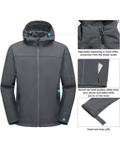 Load image into Gallery viewer, Little Donkey Andy Men's Lightweight Fleece Lined Jackets Hooded Windproof Jackets for Hiking Outdoor Grey L