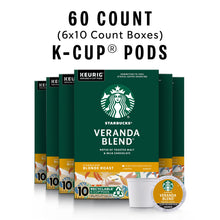 Load image into Gallery viewer, Starbucks K-Cup Coffee Pods, Starbucks Blonde Roast Coffee, Veranda Blend for Keurig Brewers, 100% Arabica, 6 boxes (60 pods total)