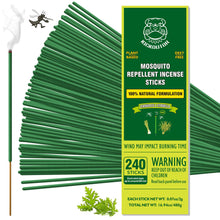 Load image into Gallery viewer, KICKOUTOR Mosquito Repellent Outdoor Patio 240 PCS Natural Citronella Incense Sticks DEET Free Lemongrass Oil Gnat Mosquito Control for Indoor Backyard Travel Camping