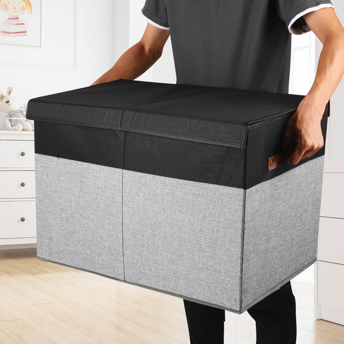 Gowee Large Toy Storage Box with Lid, Sturdy Toys Storage Chest Bin Or ...