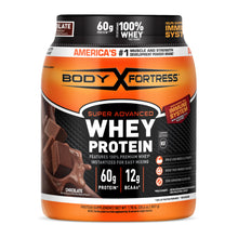 Load image into Gallery viewer, Body Fortress Super Advanced Whey Protein Powder, Chocolate, Immune Support (1), Vitamins C & D Plus Zinc, 1.78 lbs (Packaging May Vary)