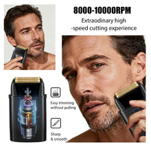 Load image into Gallery viewer, VGR 334 Foil Shaver for Men, Professional Electric Razor for Shaving Face & Bald Head, 10000RPM Vector Motor, Double Titanium Foils, LED Display, USB Charging Base, Men's Electric Shavers for Barbers
