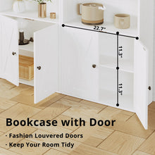 Load image into Gallery viewer, IRONCK Industrial Bookshelves and Bookcases with Doors Floor Standing 6 Shelf Display Storage Shelves 70 in Tall Bookcase for Home Office, Living Room