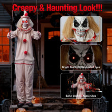 Load image into Gallery viewer, MACLLYN Halloween Decorations Outdoor,Scary Hanging Swinging Clown Props Sound & Lighted Eyes,Halloween Outside Ghosts for Haunted House Yard Porch, Party Decor