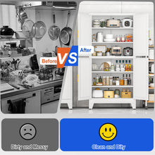 Load image into Gallery viewer, GAIOUS 79'' Metal Pantry Storage Cabinet with 4 Door and Adjustable Shelves