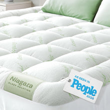 Load image into Gallery viewer, Niagara Sleep Solution Ultra Soft Queen Size Mattress Topper - Rayon Derived from Bamboo Pillow Top Mattress Pad for Back Pain Relief - Naturally Cooling for Hot Sleepers, Green