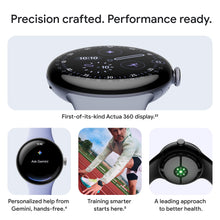 Load image into Gallery viewer, Google Pixel Watch 4 (41mm) - Android - 2 Years of Data- Heart Rate,Sleep & Fitness Tracking -30-Hour Battery -Polished Silver Aluminum Case - Iris Active Band - LTE (2025) -Google Pixel Watch app