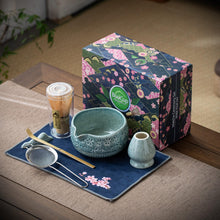 Load image into Gallery viewer, Buucup Matcha Whisk Set, Ceramic Matcha Set Includes Matcha Bowl, Matcha Whisk and Holder, Bamboo Scoop, Scoop Rest, Sifter and Tea Towel - 7 Pcs Matcha Kit for Matcha Lovers (Blue)