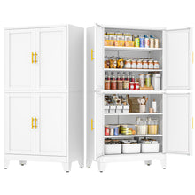 Load image into Gallery viewer, GAIOUS 79'' Metal Pantry Storage Cabinet with 4 Door and Adjustable Shelves