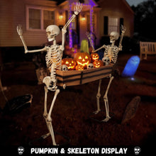 Load image into Gallery viewer, Two Skeletons Carrying Open Coffin Halloween Decorations, 5FT Poseable Arms Pallbearers with Waterproof Coffin for haunted house coffin prop, yard displays parties and large outdoor Halloween decor