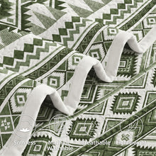 Load image into Gallery viewer, akkialla Reversible Green Boho Twin Quilt Set, 2-Piece Bohemian Aztec Microfiber Bedspread, Soft Lightweight All-Season Coverlet (1 Quilt, 1 Sham)