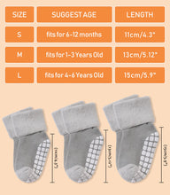 Load image into Gallery viewer, LANLEO Baby Girls Boys Non Slip Socks with Grips Toddler Kids Unisex Warm Thick Cotton Ankle Crew Socks with Grippers 6 Pairs Mix Color B,1-3 Year Old