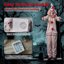 Load image into Gallery viewer, MACLLYN Halloween Decorations Outdoor,Scary Hanging Swinging Clown Props Sound & Lighted Eyes,Halloween Outside Ghosts for Haunted House Yard Porch, Party Decor