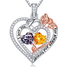 Load image into Gallery viewer, Iefil Birthstone Necklace for Women, 925 Sterling Silver, Alexandrite Citrine, Heart Pendant, 19in + 2in Adjustable for Her on Anniversary, Christmas, Birthday, Valentines Day