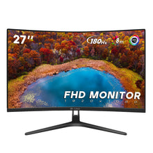 Load image into Gallery viewer, CRUA 27" 144Hz/180Hz Curved Gaming Monitor, FHD 1080P VA Screen 1800R Computer Monitors, 1ms(GTG) with FreeSync, Low Motion Blur, DisplayPort, HDMI, Support Wall Mount Install- Black
