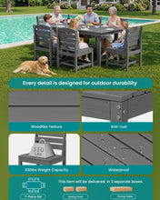 Load image into Gallery viewer, SERWALL Patio Dining Sets for 6 Person, HDPE Dining Set with 6 Armless Chairs, Gray