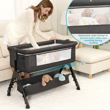 Load image into Gallery viewer, BCOL Baby Bassinet, Bedside Bassinet for Baby, 3 in 1 Bassinet Bedside Sleeper with Wheels, Mosquito Net, Adjustable Easy Folding Portable Bed for Infant Newborn (Dark Grey)