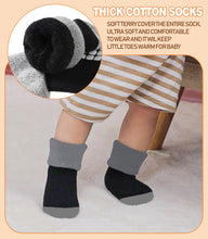 Load image into Gallery viewer, LANLEO Baby Girls Boys Non Slip Socks with Grips Toddler Kids Unisex Warm Thick Cotton Ankle Crew Socks with Grippers 6 Pairs Mix Color B,1-3 Year Old