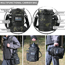 Load image into Gallery viewer, 1 Gallon Insulated Water Bottle with Sleeve - 128 Oz Stainless Steel Water Jug with Handle - Wide Mouth Water Flask with Camo Tactical Carrying Bag for Outdoors, Sport, Gym, Hiking (Black)