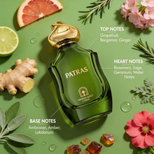 Load image into Gallery viewer, ARABIAN QUEST PATRAS Extrait de Parfum 100ml (3.3 Fl Oz) | Niche Long-Lasting Luxury Unisex Fresh citrus and aromatic Fragrance with Grapefruit, Aquatic Notes & Ambroxan