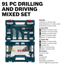 Load image into Gallery viewer, BOSCH MS4091 91-Piece Drilling and Driving Mixed Set with Included Case for Applications in Wood, Metal, Masonry