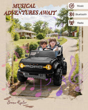 Load image into Gallery viewer, First Ride On 24V Ride on Toys for Big Kids, Licensed Ford Bronco Raptor Electric Car 2 Seater with Remote Control, Kids Ride on Cars w/ 2-Seater, 4.3 Mph Max Speed, Soft Start Function (24V, Black)