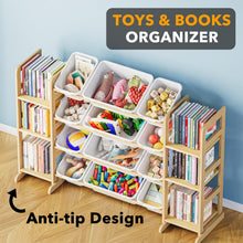 Load image into Gallery viewer, SpaceAid Toy Storage Organizer with 6 Shelves and 12 Bins, Bookshelf/Bookcase, Kids Bin Shelf, Toys Box for Playroom Organization for Bedroom & Room Decor, White, 52.3" W