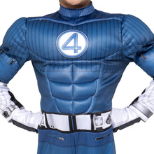 Load image into Gallery viewer, MARVEL Mr. Fantastic Official Youth Halloween Costume - Premium Quality Padded Jumpsuit with Boot Tops and Gloves (S)