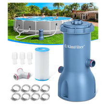 Load image into Gallery viewer, KimFilter Pro Series 1000 GPH Above Ground Pool Filter Pump, Powerful Pool Cartridge Filter Pump, Water Circulation and Filtration System -Improved Water Clean & Clarity, Pools Pumps Above Ground-Gray