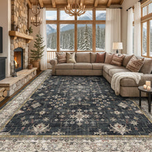Load image into Gallery viewer, Boho Black Rug for Living Room - Washable 10x14 Area Rug, Dining Room Rugs for Under Table, Soft Low Pile Carpet for Large Bedroom - Farmhouse Decor, Non-Slip & Stain Resistance (10x14 Black/Multi)