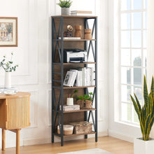 Load image into Gallery viewer, HOMISSUE Bookshelf, 6-Tier Bookshelf, Rustic Wood Metal Bookshelves and Bookcases, Freestanding Open Bookshelf, Industrial Tall Bookcase for Home Office, Living Room and Bedroom, Vintage Brown
