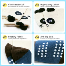 Load image into Gallery viewer, HYzgb Toddler Socks Boys 5T 6T 7T with Grips 12 Pairs Non Slip Little Kids Cotton Socks Crew Grippers Socks for Toddler Kids 5-6-7 Years Old (Panda Style)