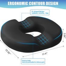 Load image into Gallery viewer, BlissTrends Donut Pillow Seat Cushion,Donut Chair Cushions for Postpartum Pregnancy & Hemorrhoids,Tailbone Pain Relief Cushion,Memory Foam Lifting Cushions for Office&Home Chairs (Black)