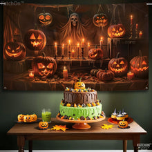 Load image into Gallery viewer, KatchOn, XtraLarge Spooky Halloween Backdrop - 72x44 Inch | Halloween Pumpkin Banner for Pumpkin Halloween Decorations | Halloween Photo Backdrop | Halloween Banner for Halloween Party Decorations